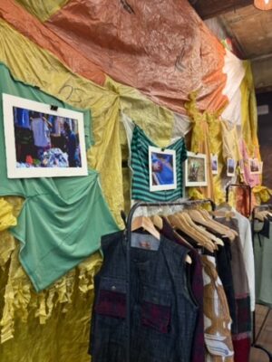 A photo of a clothing rack.