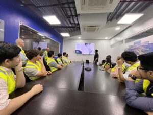 A photo of students during a tour of J. Cain Logistics's facilities.