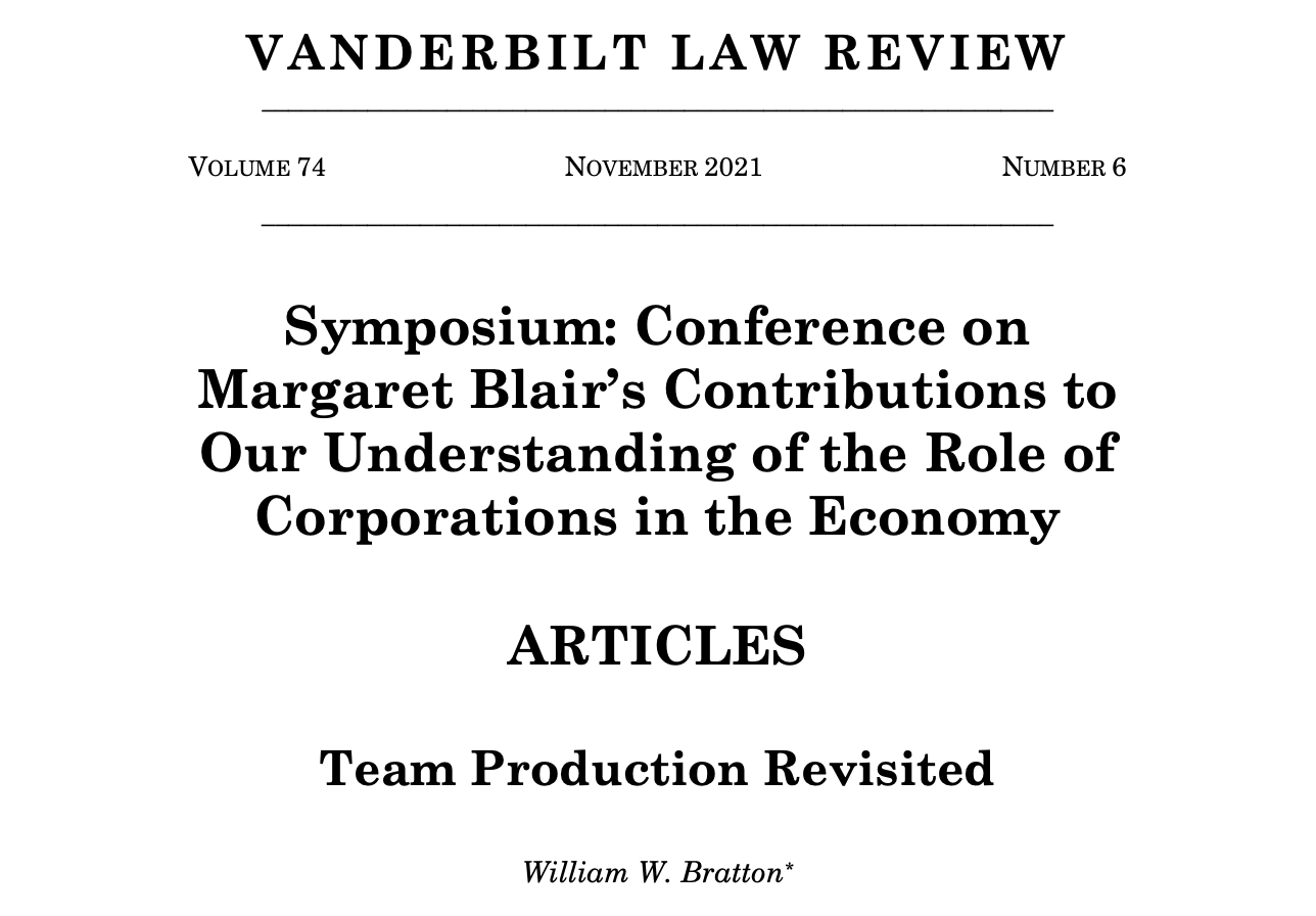 Team Production Revisited - Vanderbilt Law Review Vanderbilt Law Review ...