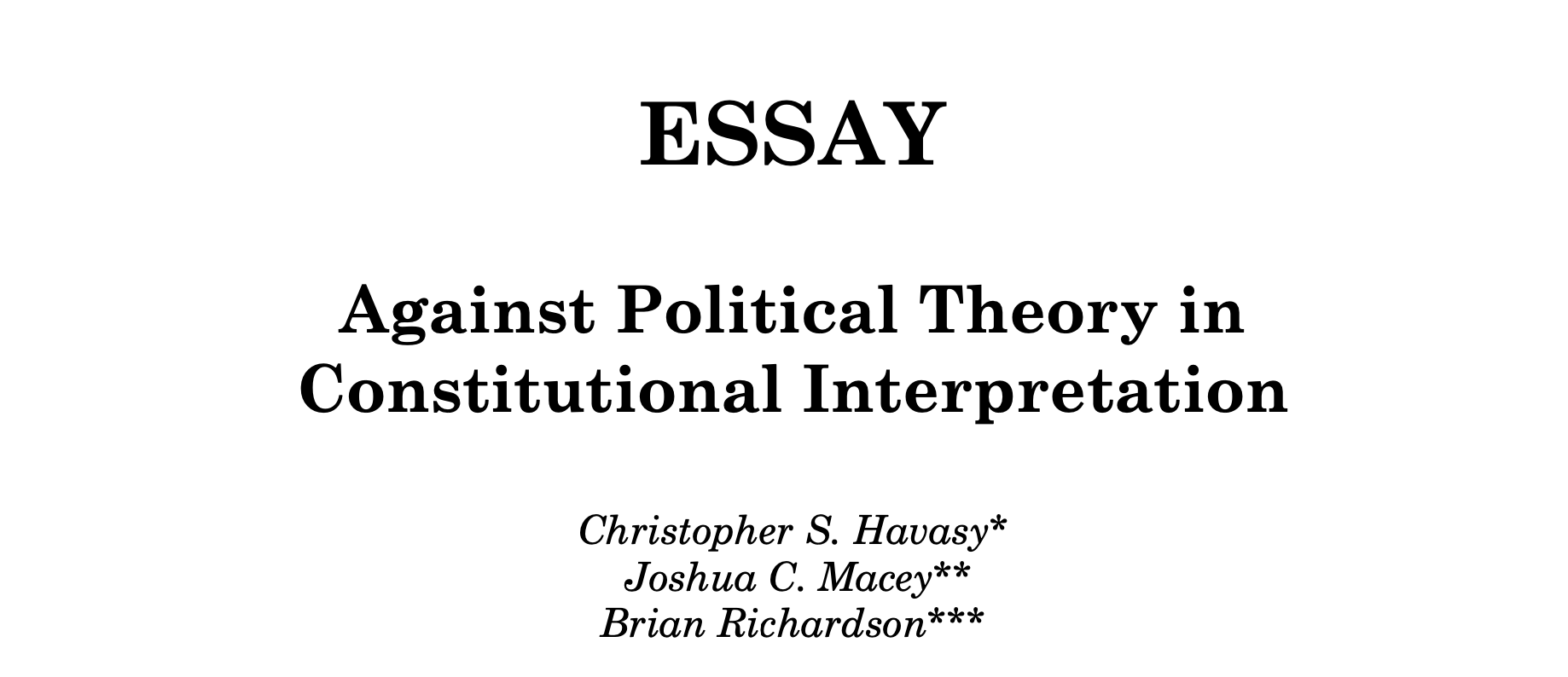 Against Political Theory In Constitutional Interpretation - Vanderbilt ...